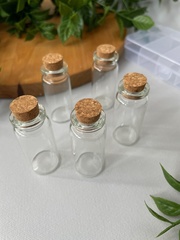 Баночки-бутылочки для хранения, прозрачные, в контейнере, 2,1*5 см, набор 5 шт.