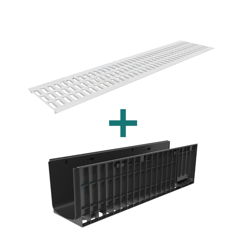 Комплект Gidrolica Standart: лоток ЛВ-20.24,6.28,5 + решетка РВ-20.24.100 (DN200), кл. A15
