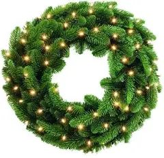 Хвойный венок Нормандия 90 см., 96 ламп, темно-зеленый, Triumph Tree (73738)