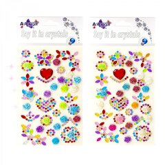 
          Наклейки-стразы Alingar, акриловые, "Нежные цветы", цветы, крупное красное сердце, европодвес