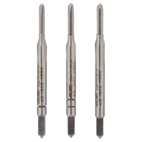 Метчик М 2,0х0,4 (Комплект 3шт) DIN352 HSS-G 6h 36мм a=2,1 Volkel 27316