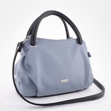 Сумка Саломея 278 гладкий серо-голубой + черный