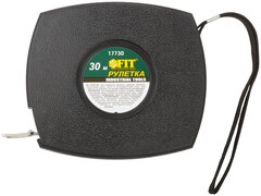 Рулетка 30м, черный закрытый пластиковый корпус, стальная лента, 17730