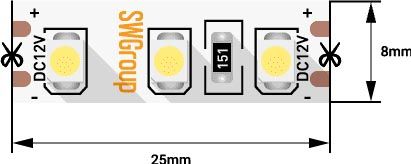 Светодиодная лента SWG 9,6W/m 120LED/m 3528SMD желтый 5M 000967