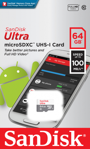 Карта памяти SanDisk microSDXC 64Gb UHS-I Ultra Class10 (100MB)