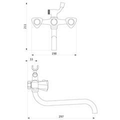 349500000 Object, смеситель для ванны/душа с длинным изливом, душ.гарнитуром, шт