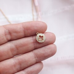 Подвеска круглая с клевером и фианитами, 10 мм, позолота, П457