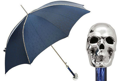 Зонт-трость Pasotti Umbrella with Studs and Silver Skull, Италия