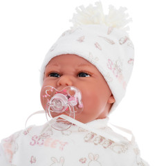 Munecas Antonio Juan Кукла Лейла в бежевом, озвученная (детский лепет), 34 см (7046)