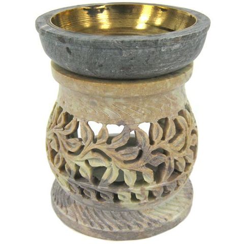 Аромалампа Stone камень c бронзовой чашей, 11 см