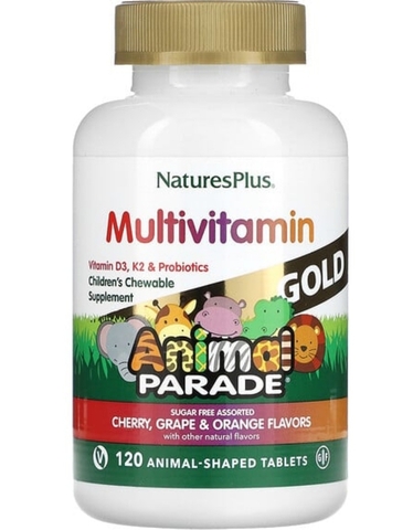 Nature's Plus, Animal Parade Gold, мультивитамины и минералы, ассорти вкусов, 120 таблеток в форме животных