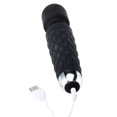 Черный перезаряжаемый wand-вибратор - 20,5 см. - 