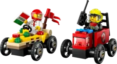 Конструктор LEGO City 60458 Машина-пицца против гоночной пожарной машины