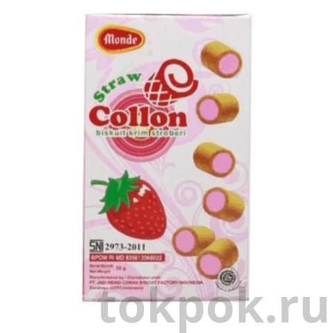 Печенье Monde Collon с клубничным кремом, 50г