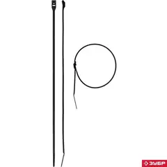 ЗУБР КОБРА, 4.6 x 370 мм, нейлон РА66, 25 шт, черные, кабельные стяжки с плоским замком, Профессионал (30935-46-370)