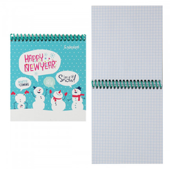 Блокнот А6 48л клетка спираль Веселые снеговички