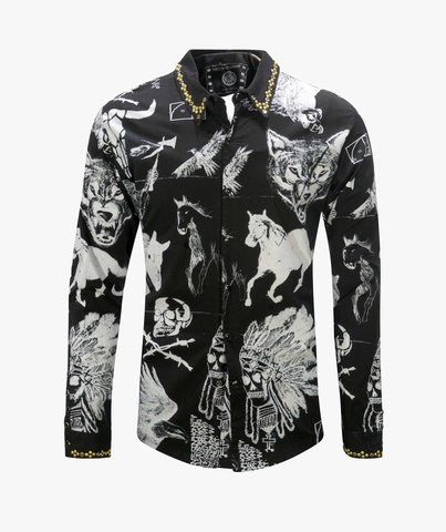 The Saints Sinphony | Рубашка мужская MULTI IMAGE WASH BLACK TS3440 перед