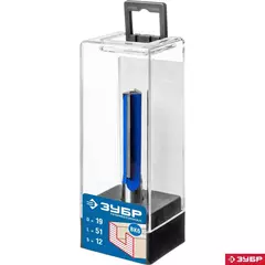 ЗУБР 19 x 51 мм, хвостовик 12 мм, фреза пазовая прямая с нижними подрезателями, Профессионал (28755-19-51)