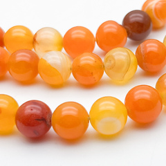 Агат тонированный бусины (сорт Б), цвет оранжевый, диаметр около 10-10,3 мм, цена за 18-19 шт (1/2 нити)