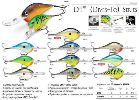 Воблер плавающий Rapala Dives-To DT16-BG (до 5 м, 7 см 22 гр)