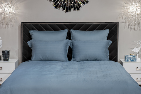 Постельное белье 2 спальное евро Garda Decor Муар сине-зеленое