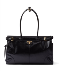 Большая кожаная сумка Prada через плечо, черный