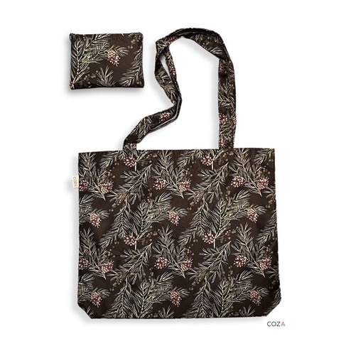 Сумка-шоппер COZA складная с принтом "Шишки", 35х41 см