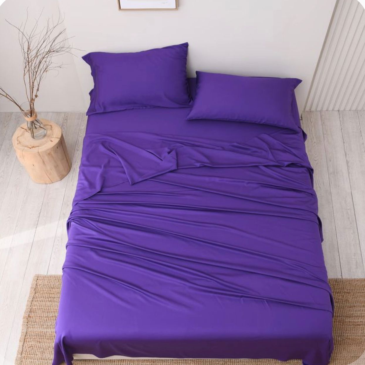 Комплект постельного белья ЕВРО 100% Сатин однотонный фиолетовый