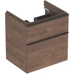 Шкафчик для раковины Geberit Smyle Square, с двумя выдвижными ящиками: B=58.4см, H=61.7см, T=47см, Пекан / Меламин, древесная структура фото
