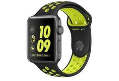 Apple Watch Nike+ 42 мм, корпус из алюминия цвета серый космос, спортивный ремешок Nike цвета чёрный/салатовый