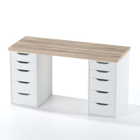 Стол письменный Ингар 2/55, 140*75*55 см, дуб беленый/белый