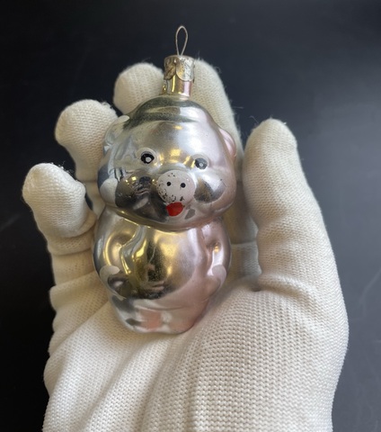 Ёлочная игрушка Поросёнок, герои сказки, стекло, подвесная, винтаж СССР 1960-1980 гг