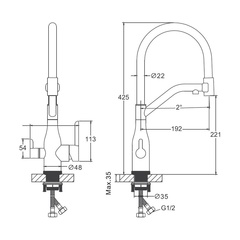 Смеситель для кухни с подключением фильтра BELZ B78815-7 нержавеющая сталь, черный