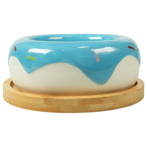 Mr.Kranch керамическая голубая на бамбуковой подставке 250 мл