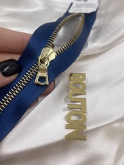 Молния металл Riri, на атласной тесьме, 6 мм, золотистая, цвет 9603, синий