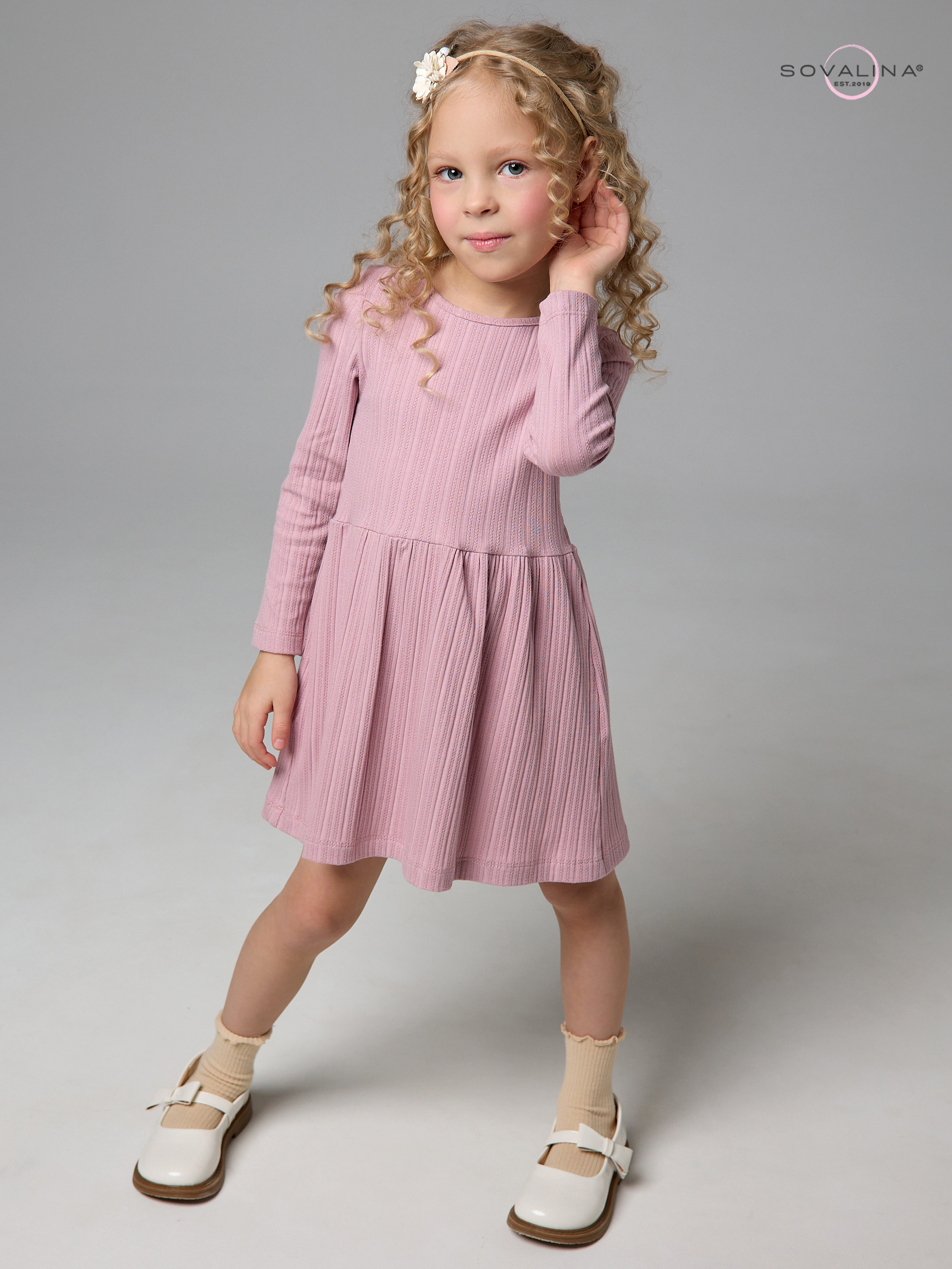 Платье Эля косичка сухая роза