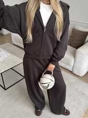 Костюм худи + брюки коричневый