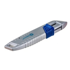 Нож технический КОБАЛЬТ Безопасный, трапециевидное лезвие 19 мм (3 шт. в комплекте), металлический (242-083)