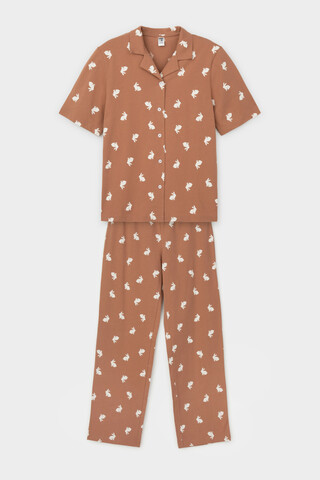 пижама  для девочки  КБ 2829/кофейный мусс,белый кролик