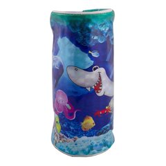 Пенал - тубус Alingar, ПВХ, молния, 80 х 220 мм, "Акула", синий (морские животные)