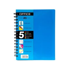 Тетрадь 120л., А5, клетка, Alingar, гребень, пластиковая обложка, цветные пластиковые разделители, ассорти 4 цвета