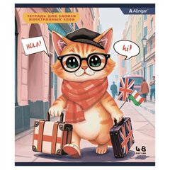 Тетрадь- словарь 48л. А5, Alingar ,"Hello", спецлиновка, скрепка, мелованный картон (стандарт), блок офсет, 4 дизайна в спайке т/у