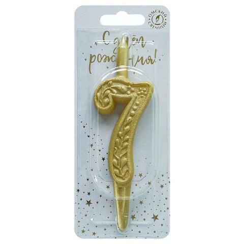 Свеча-цифра тортовая Золотой узор 