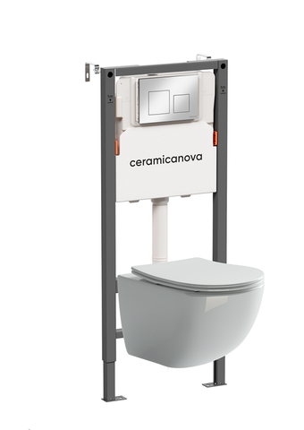 Ceramica Nova CN3009_121002CH Комплект Подвесной унитаз FORMA Rimless + Система инсталляции Balance кнопка Square, хром глянцевый