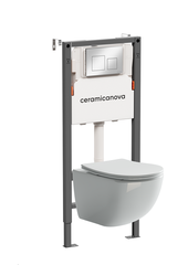 Ceramica Nova CN3009_121002CH Комплект Подвесной унитаз FORMA Rimless + Система инсталляции Balance кнопка Square, хром глянцевый фото