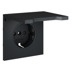 Накладка для розетки с заземлением, защитными шторками и крышкой, S70 (графит)