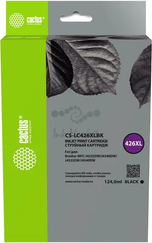 Картридж струйный Cactus CS-LC426XLBK черный (124мл) для Brother MFC-J4335DW, J4340DW, J4535DW, J4540DW
