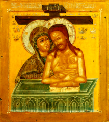 Не рыдай Мене, Мати (Оплакивание Христа) икона Божией Матери деревянная на левкасе
