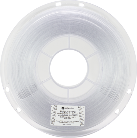 Пластик для 3D-принтера PolyMaker PolyLite PC, 1.75 мм, 1 кг, Прозрачный
