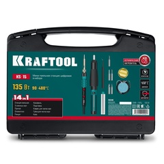 KRAFTOOL KS-15, 14-в-1, 90 - 480°C, 135 Вт, цифровая мини-паяльная станция в кейсе (55346)